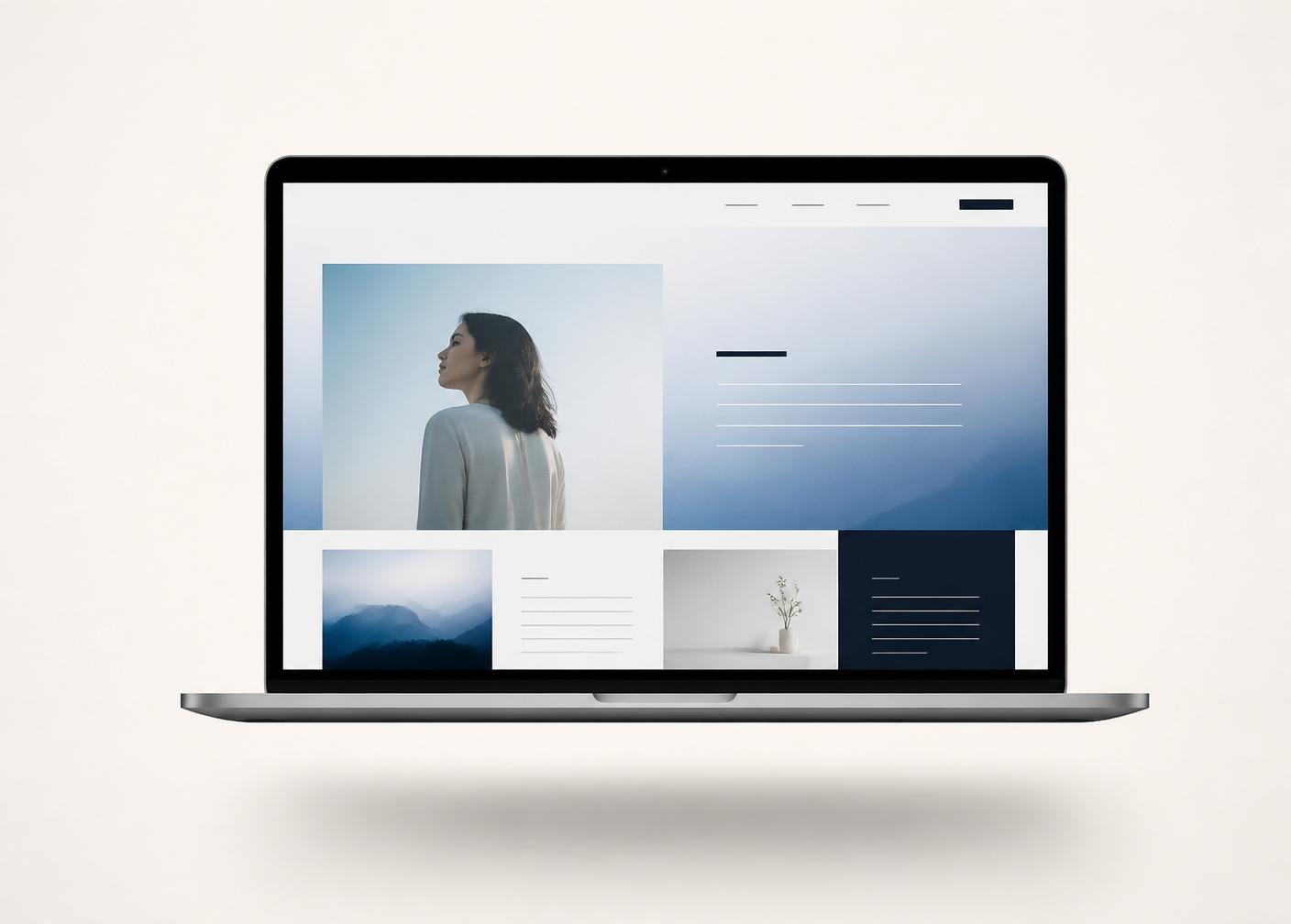 Premium website design shown on a laptop